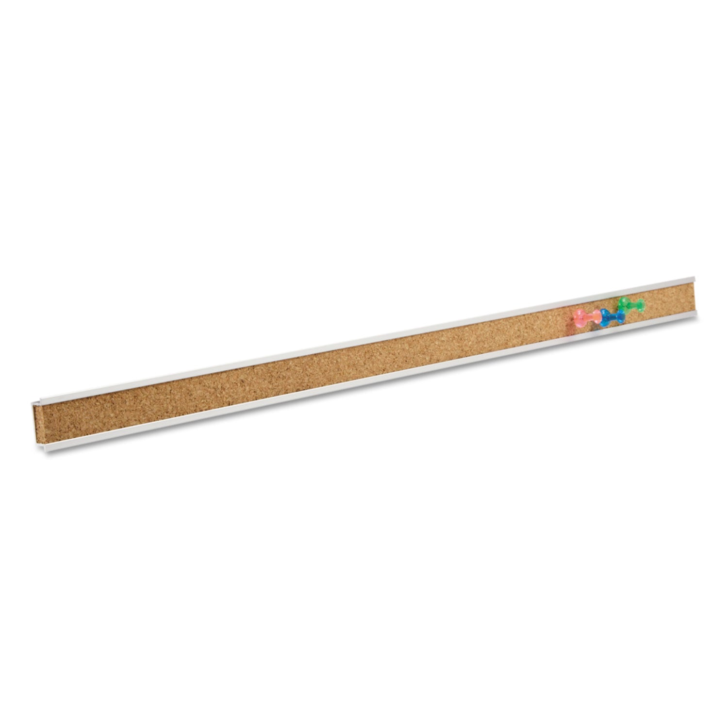 Quartet Mounting Bar, Silver/Brown, Aluminum & Cork, 1 Each, 48" Length, Includes Push Pins, Magnetic Strips, Double-Sided Tape