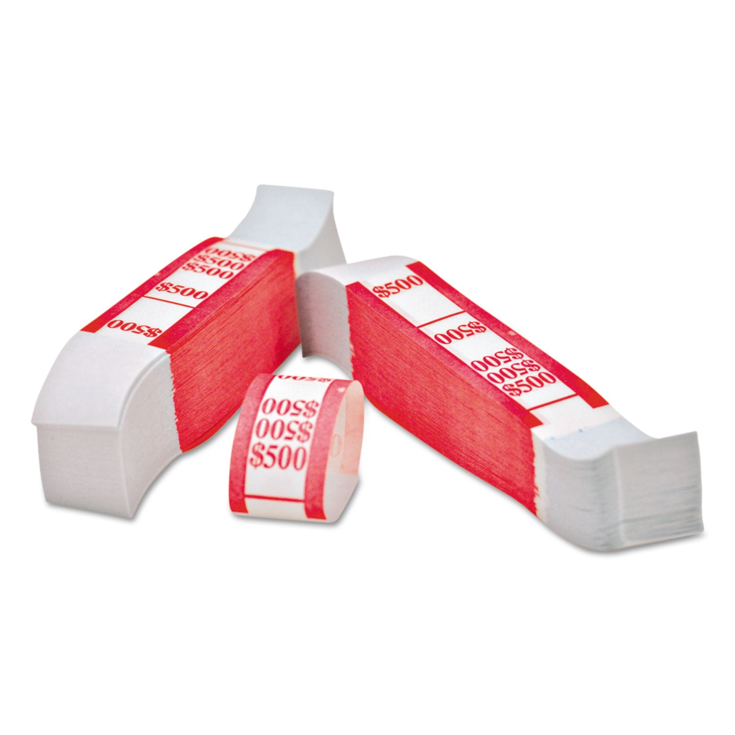 ICONEX SecurIT Currency Straps - Total $500 - Adhesive, Sturdy, Color Coded - Kraft Paper - Red - 1000 / Pack