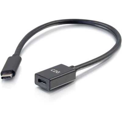 C2G - 757120286578 1-feet USB Type-C 3.1 Male to Female Cable - Black