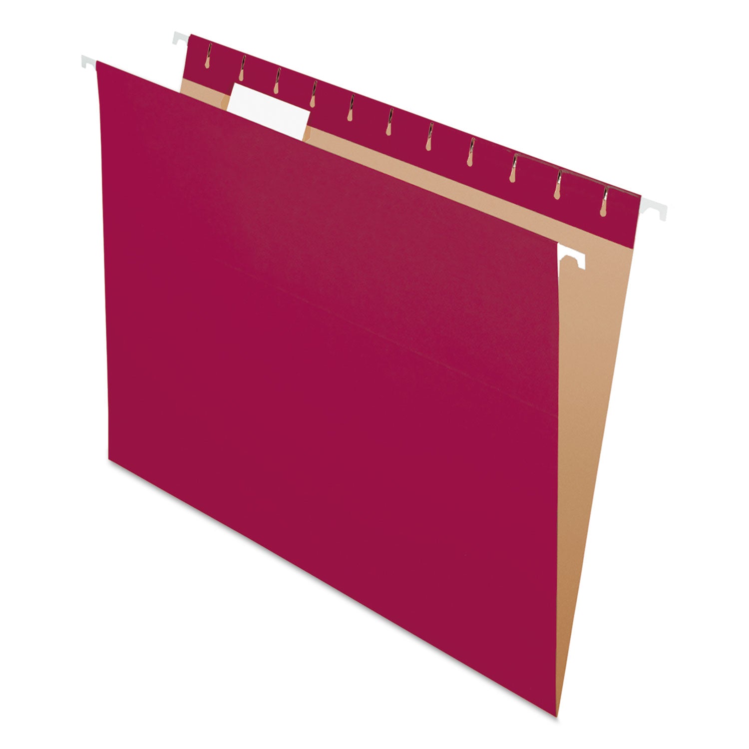 Pendaflex Essentials 1/5 Tab Cut Letter Recycled Hanging Folder - 8 1/2" x 11" - Burgundy - 100% Recycled - 25 / Box