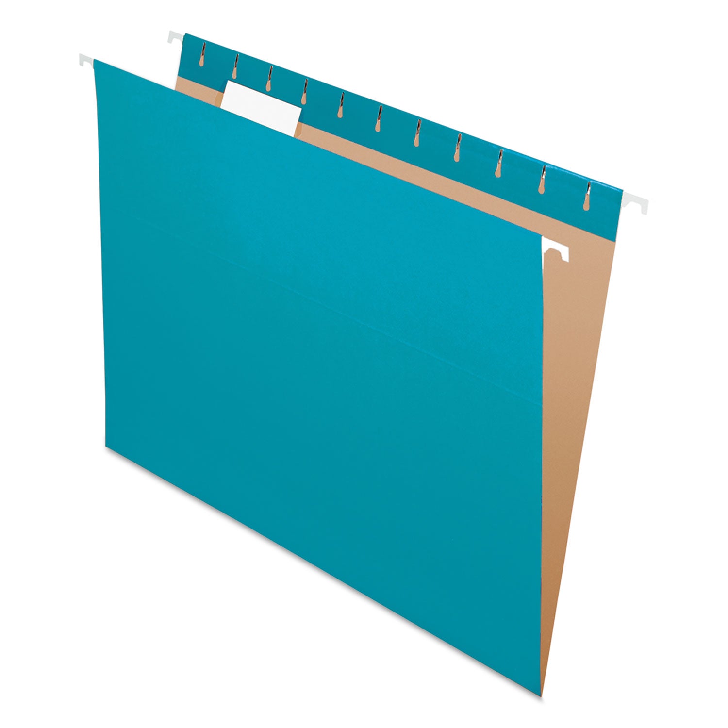 Pendaflex Essentials 1/5 Tab Cut Letter Recycled Hanging Folder - 8 1/2" x 11" - Teal - 100% Recycled - 25 / Box