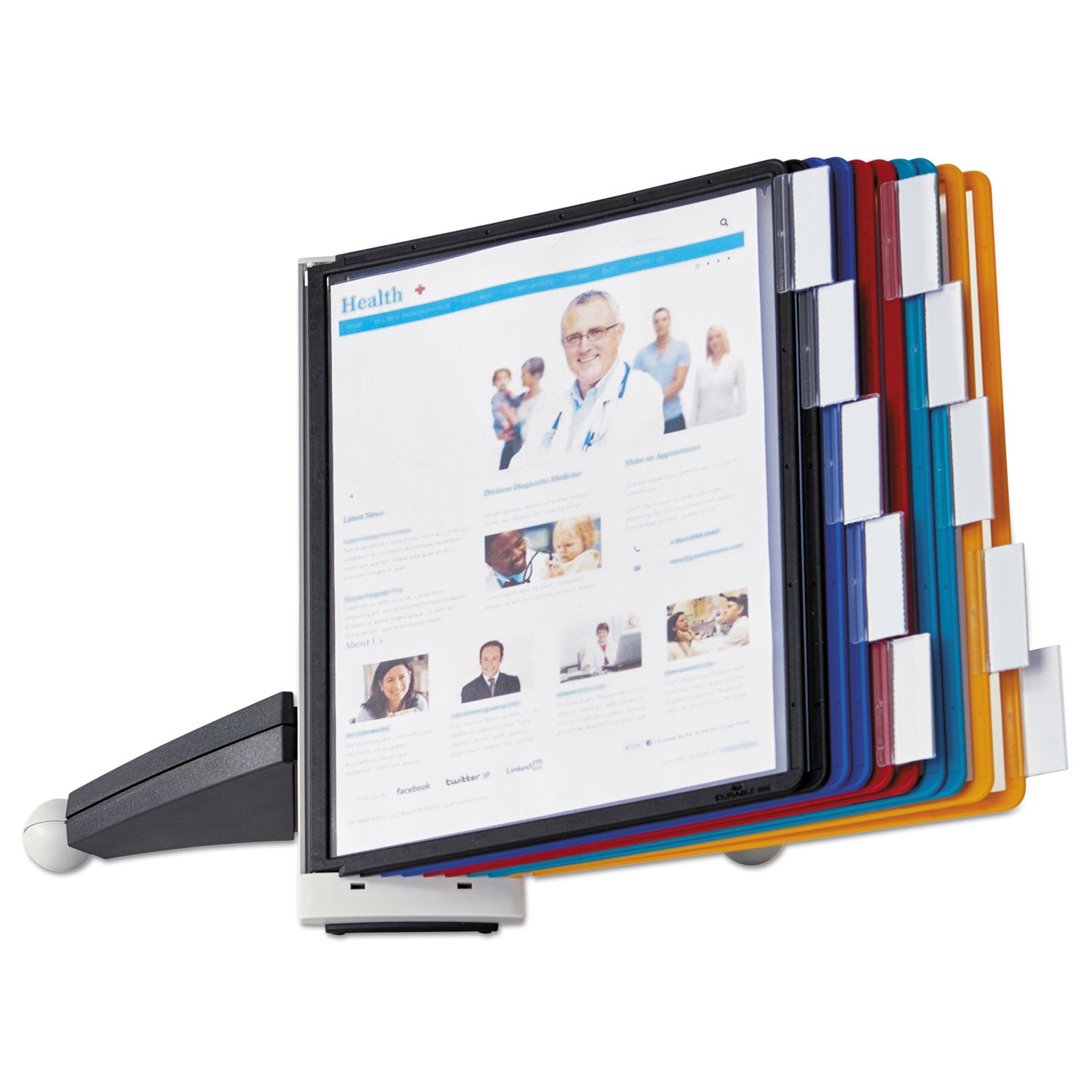 DURABLE Sherpa Desk Reference System - Desktop - 10 Panels - Support Letter 8.50" x 11" Media - Expandable - Assorted - 1 Each