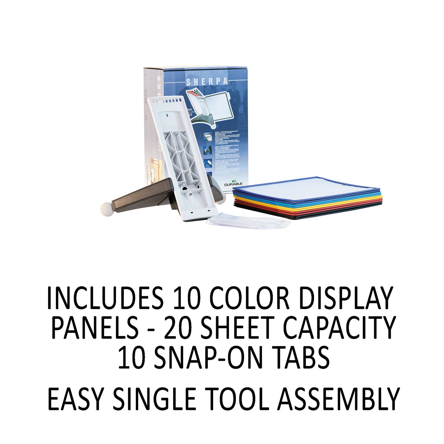 DURABLE Sherpa Desk Reference System - Desktop - 10 Panels - Support Letter 8.50" x 11" Media - Expandable - Assorted - 1 Each
