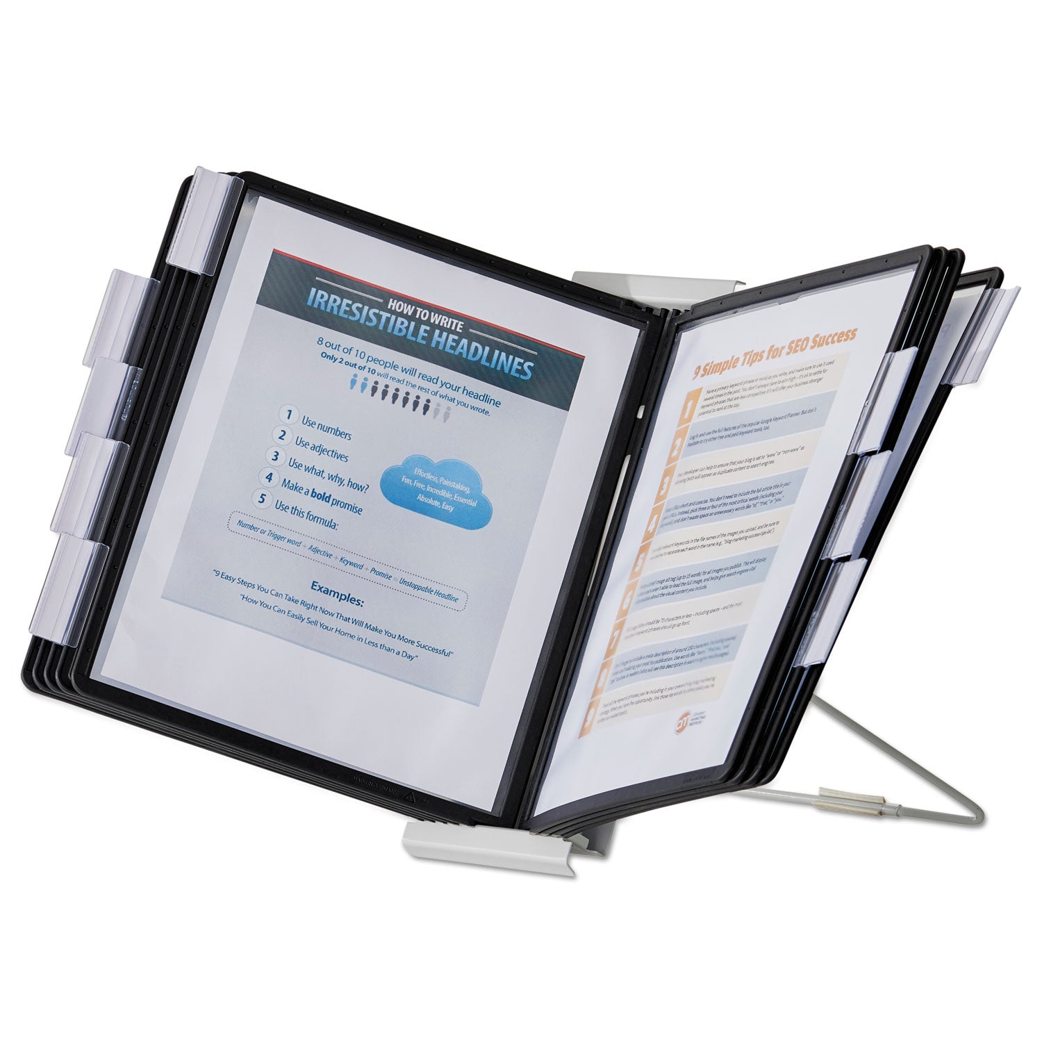 DURABLE InstaView Desktop Reference System - Desktop - 10 Panels - Support Letter 8.50" x 11" Media - White - 1 Each