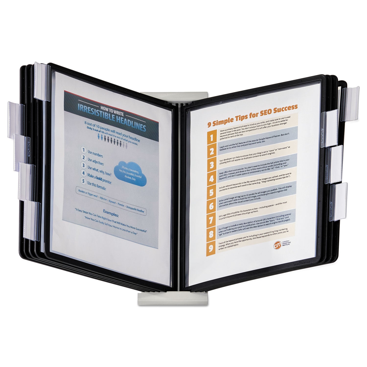 DURABLE InstaView Desktop Reference System - Desktop - 10 Panels - Support Letter 8.50" x 11" Media - White - 1 Each