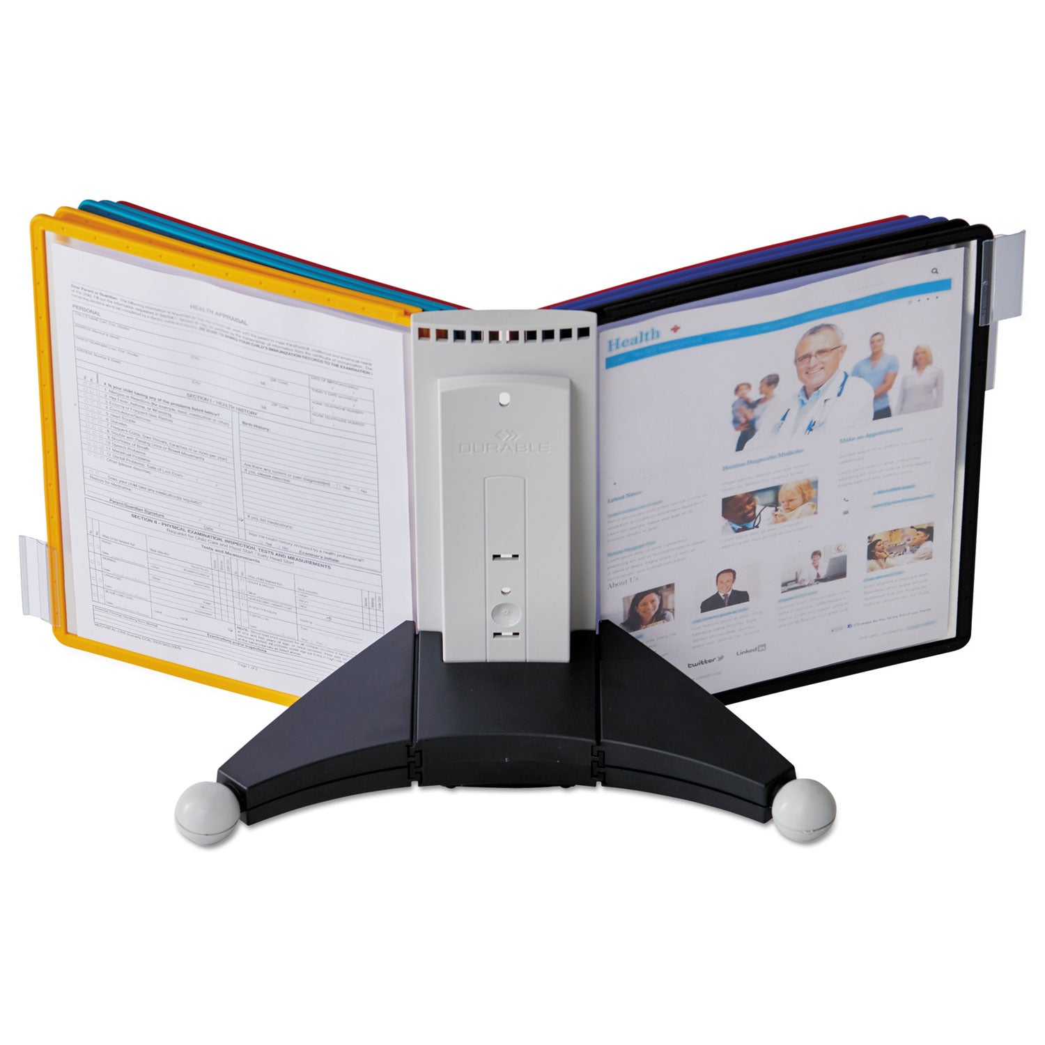 DURABLE Sherpa Desk Reference System - Desktop - 10 Panels - Support Letter 8.50" x 11" Media - Expandable - Assorted - 1 Each