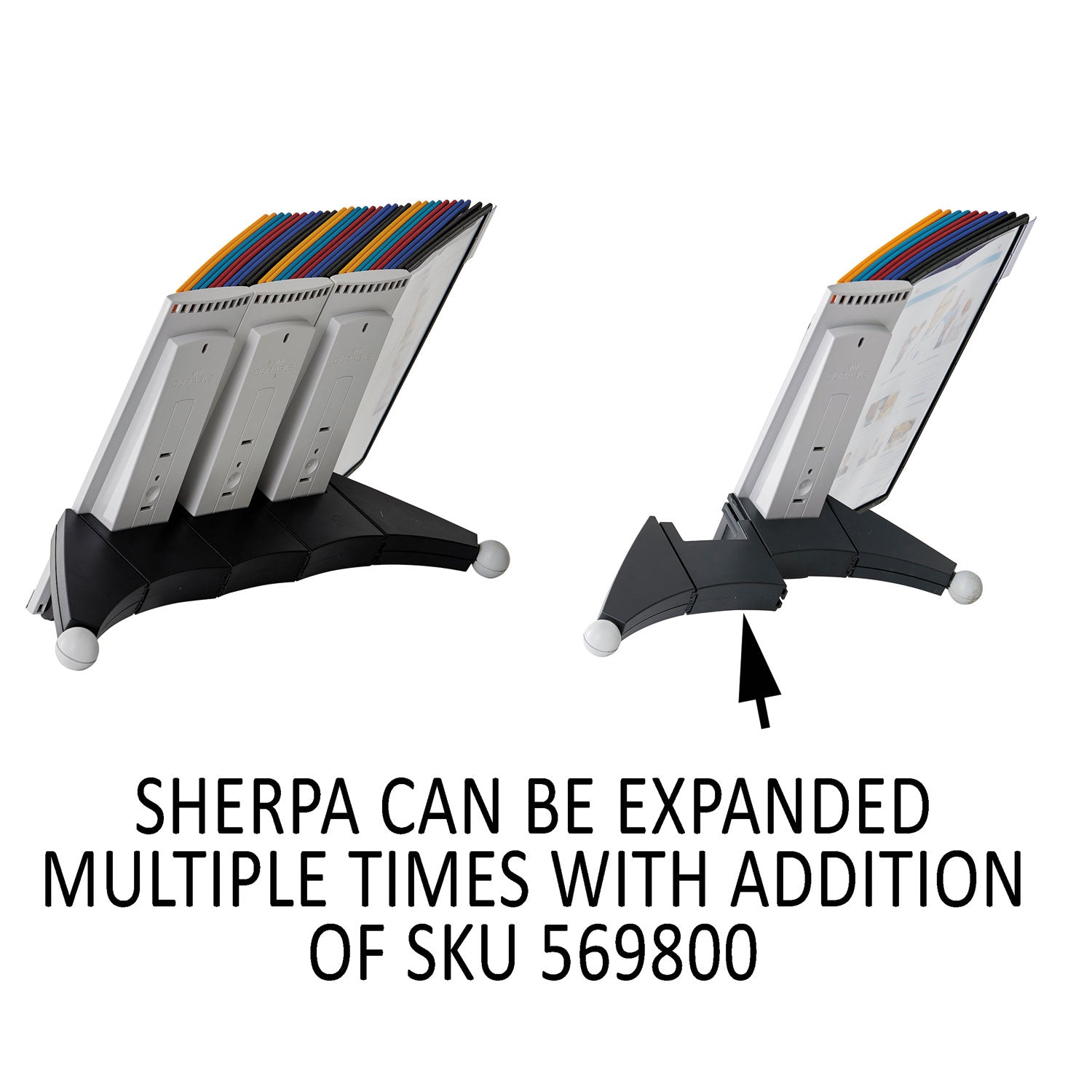 DURABLE Sherpa Desk Reference System - Desktop - 10 Panels - Support Letter 8.50" x 11" Media - Expandable - Assorted - 1 Each