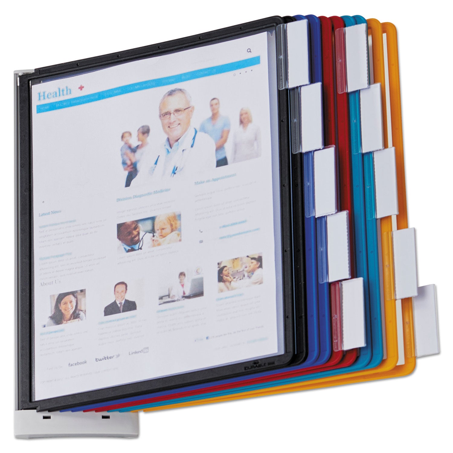 DURABLE Sherpa 10-Panel Wall Reference System - 10 Panels - Support Letter 8.50" x 11" Media - Expandable - Assorted - 1 Each