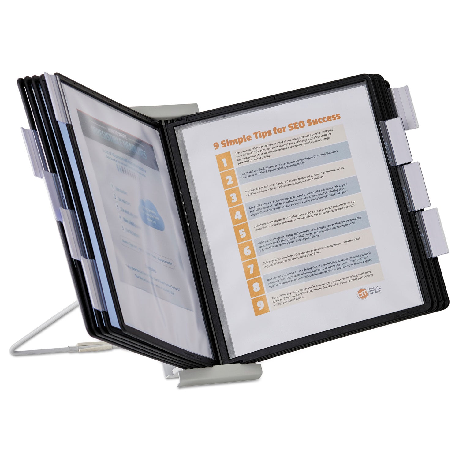 DURABLE InstaView Desktop Reference System - Desktop - 10 Panels - Support Letter 8.50" x 11" Media - White - 1 Each