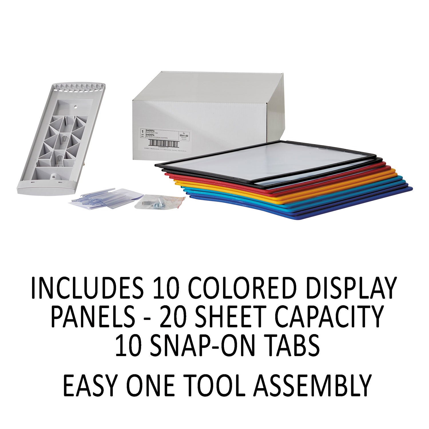 DURABLE Sherpa 10-Panel Wall Reference System - 10 Panels - Support Letter 8.50" x 11" Media - Expandable - Assorted - 1 Each