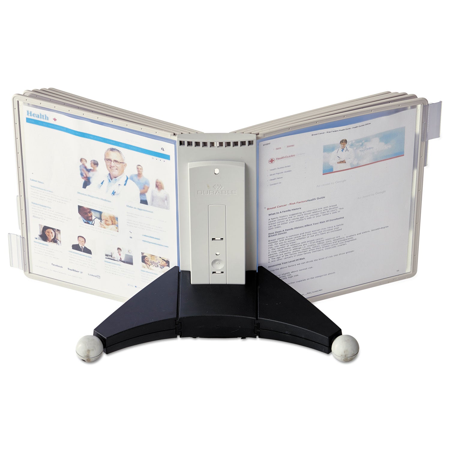 DURABLE Sherpa Desk Reference System - Desktop - 10 Panels - Support Letter 8.50" x 11" Media - Expandable - 1 Each