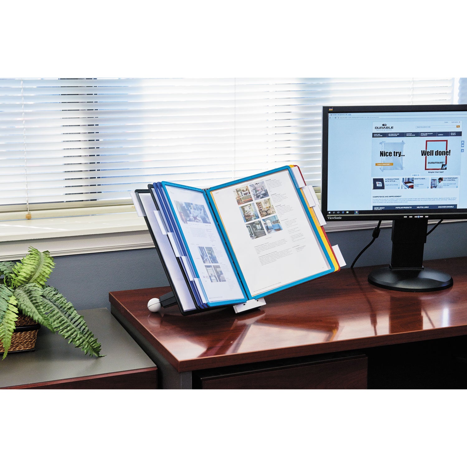 DURABLE Sherpa Desk Reference System - Desktop - 10 Panels - Support Letter 8.50" x 11" Media - Expandable - Assorted - 1 Each