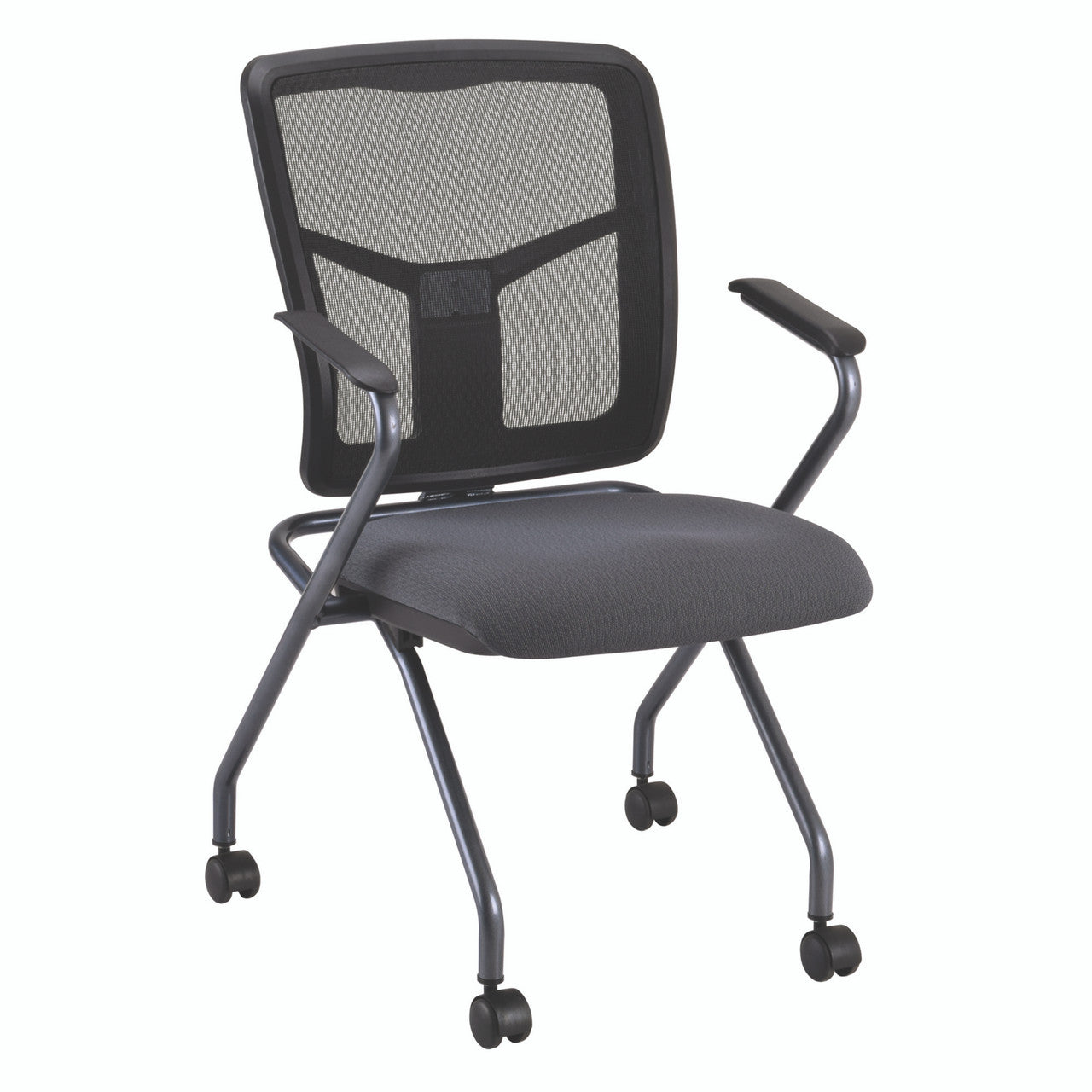OfficeSource CoolMesh Collection Nesting Chair with Titanium Gray Frame - Cool Gray Fabric