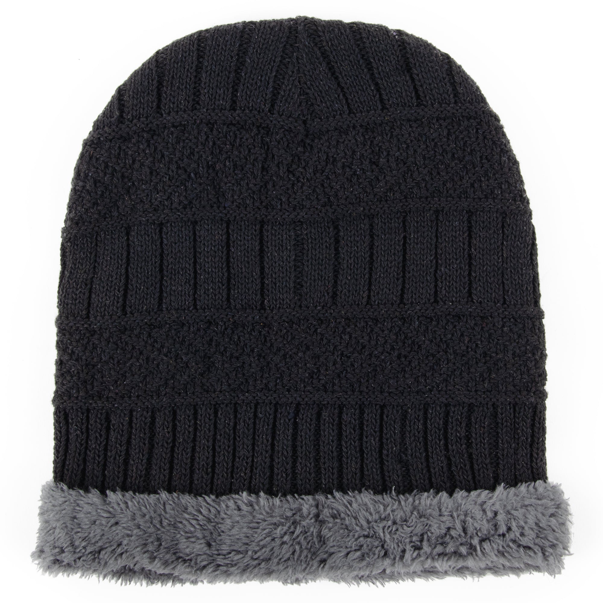 Ultra Warm Sherpa Knit Hat - Black - 50 in the Pack
