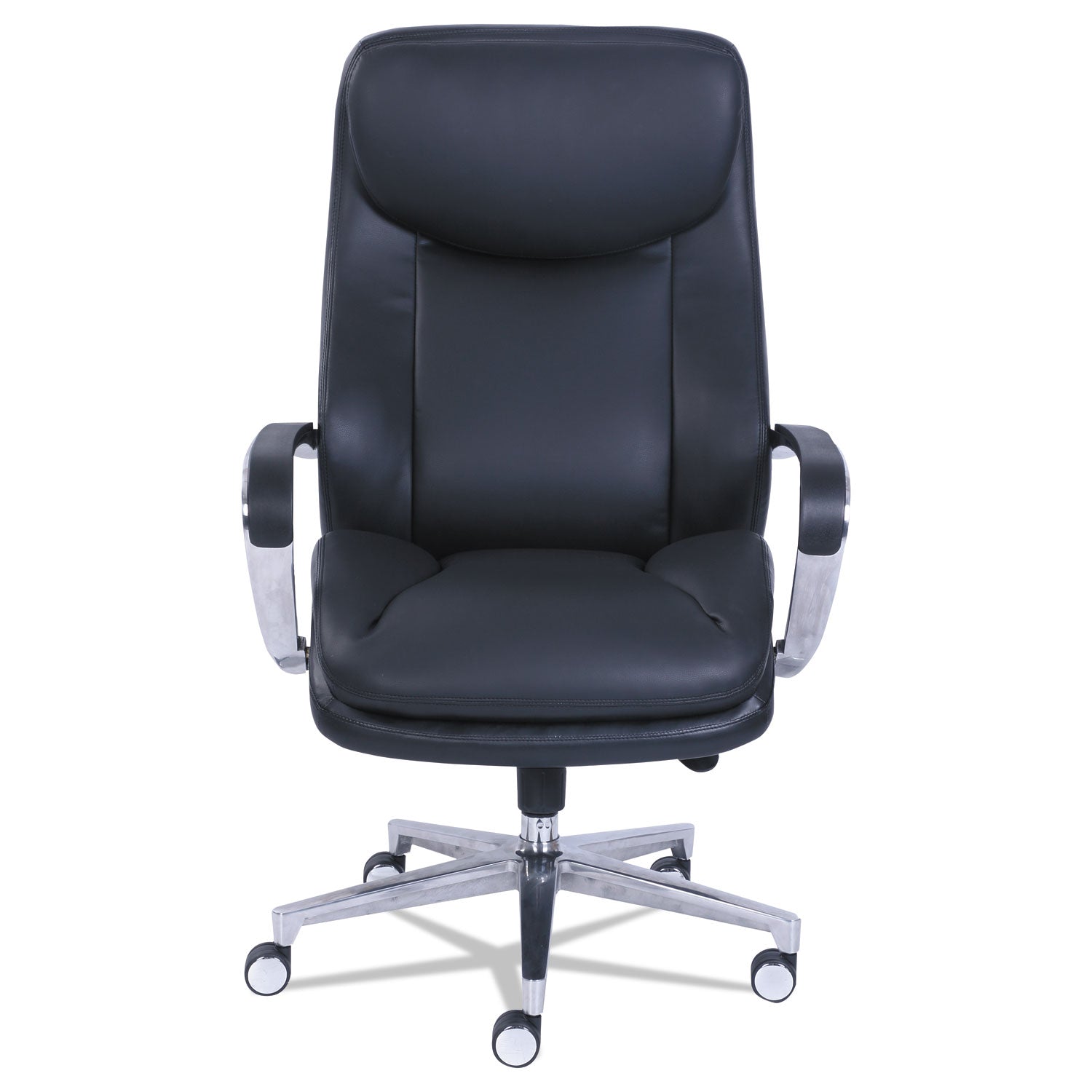 La-Z-Boy ComfortCore Chair, Black, Gel Memory Foam Seat, High Back, 5-Star Aluminum Base, Bonded Leather, 1 Each