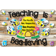 The Original Fun Mat® Computer Mouse Pad, 11.75x8 in, Teacher Inspiration, Teaching is Believing, Bee Themed Pattern