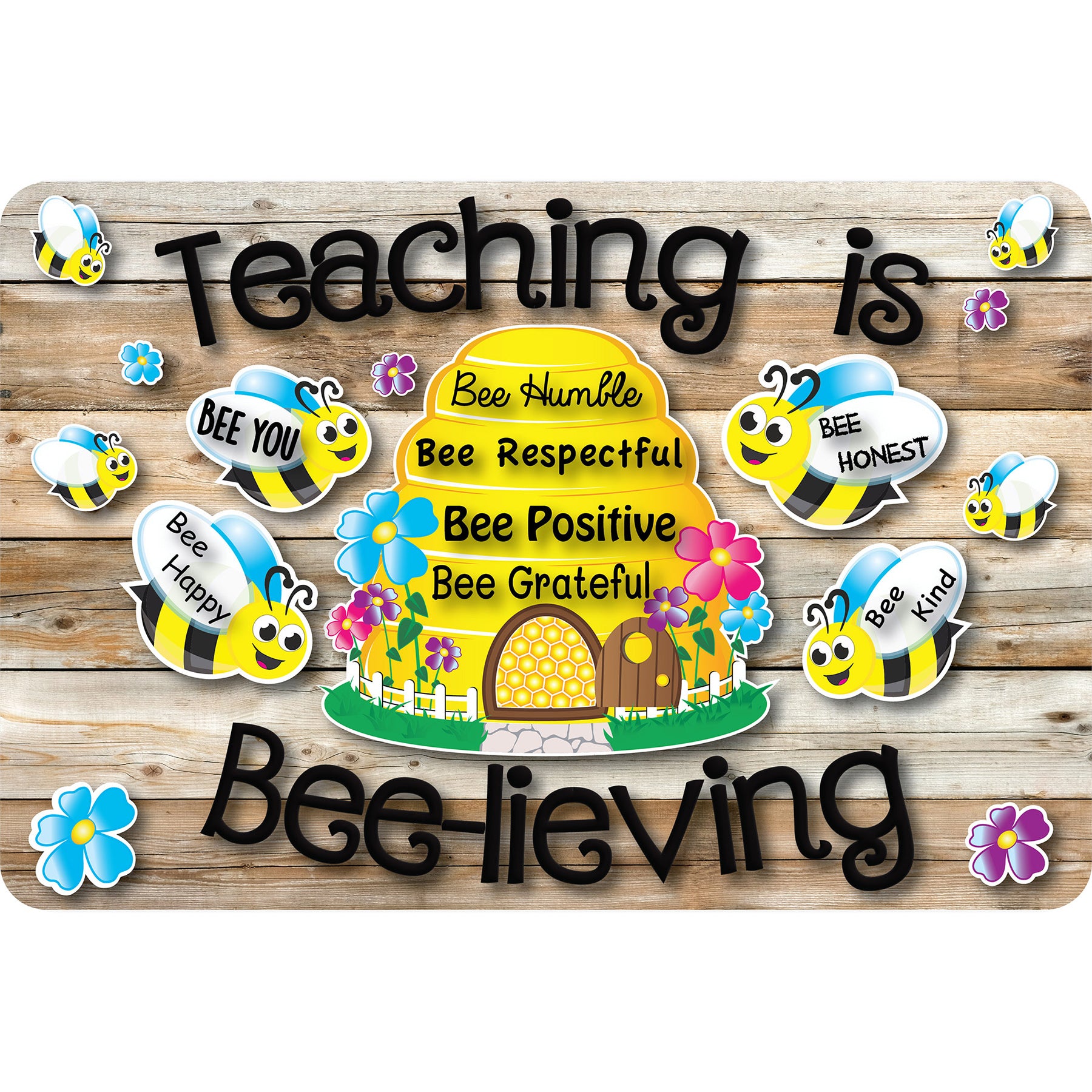 The Original Fun Mat® Computer Mouse Pad, 11.75x8 in, Teacher Inspiration, Teaching is Believing, Bee Themed Pattern