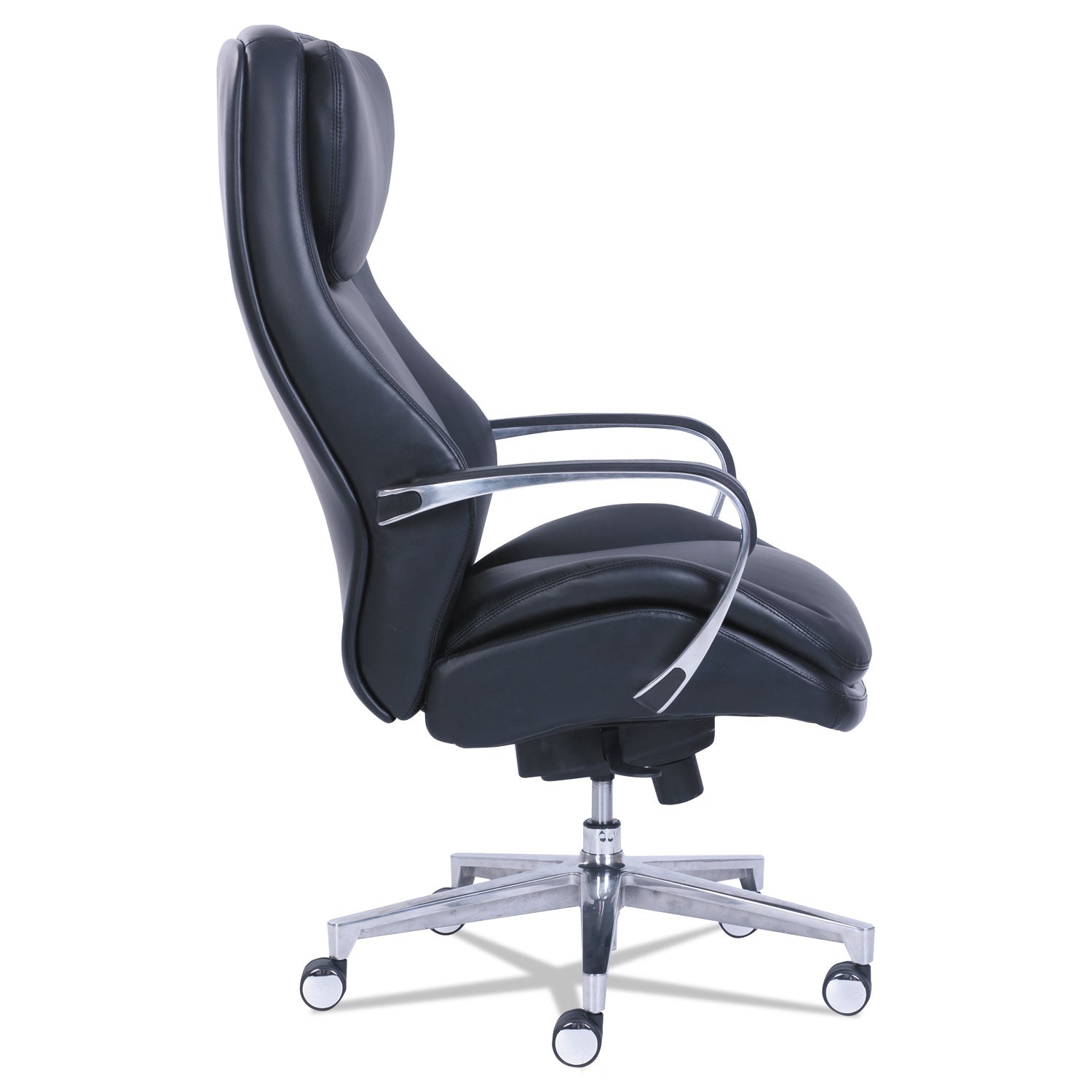 La-Z-Boy ComfortCore Chair, Black, Gel Memory Foam Seat, High Back, 5-Star Aluminum Base, Bonded Leather, 1 Each