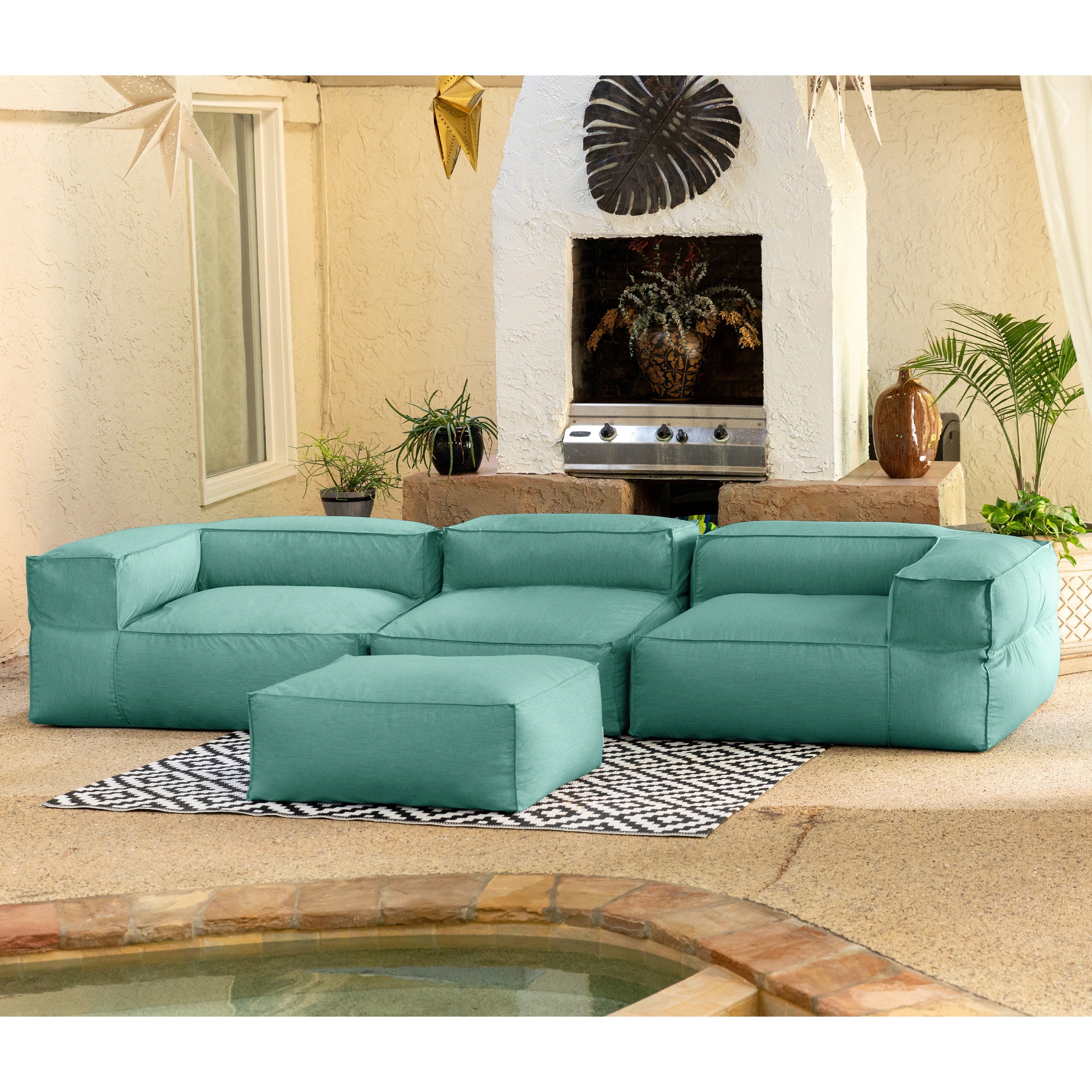 Baya 4 Piece Outdoor Sofa with Ottoman - Luxurious European Style Soft Seating, Breeze