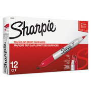 Sharpie Twin Tip Permanent Marker - Fine, Ultra Fine Marker Point - Red Ink - Alcohol Based - 1 Dozen