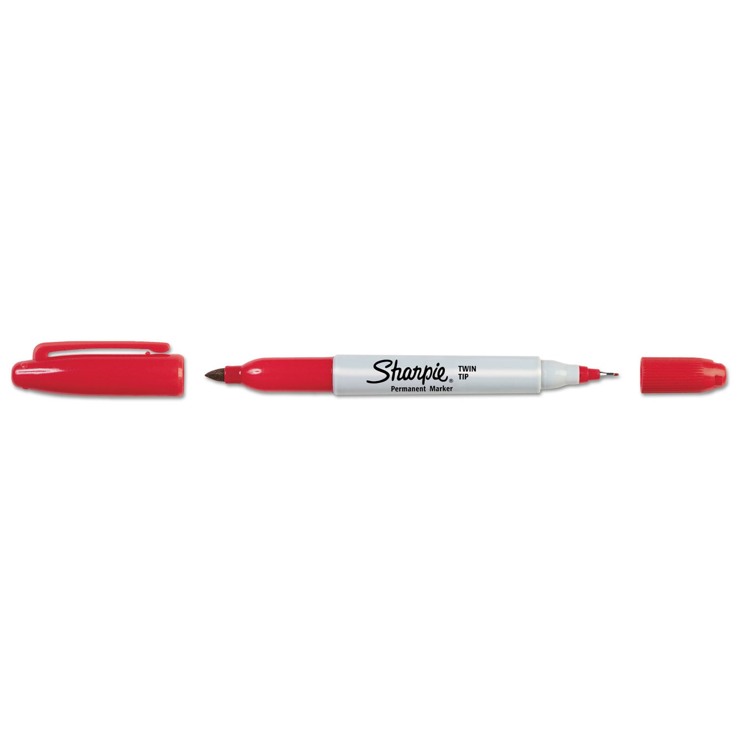 Sharpie Twin Tip Permanent Marker - Fine, Ultra Fine Marker Point - Red Ink - Alcohol Based - 1 Dozen