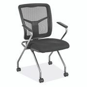 OfficeSource CoolMesh Collection Nesting Chair with Titanium Gray Frame - Black Fabric