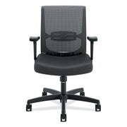 HON Convergence Chair, Black Vinyl Seat, Mesh Back, Adjustable Arms, 5-Star Base, 1 Each