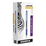 Jimnie Gel Pen, Stick, Medium 0.7 mm, Blue Ink, Clear/Blue Barrel, 12/Pack