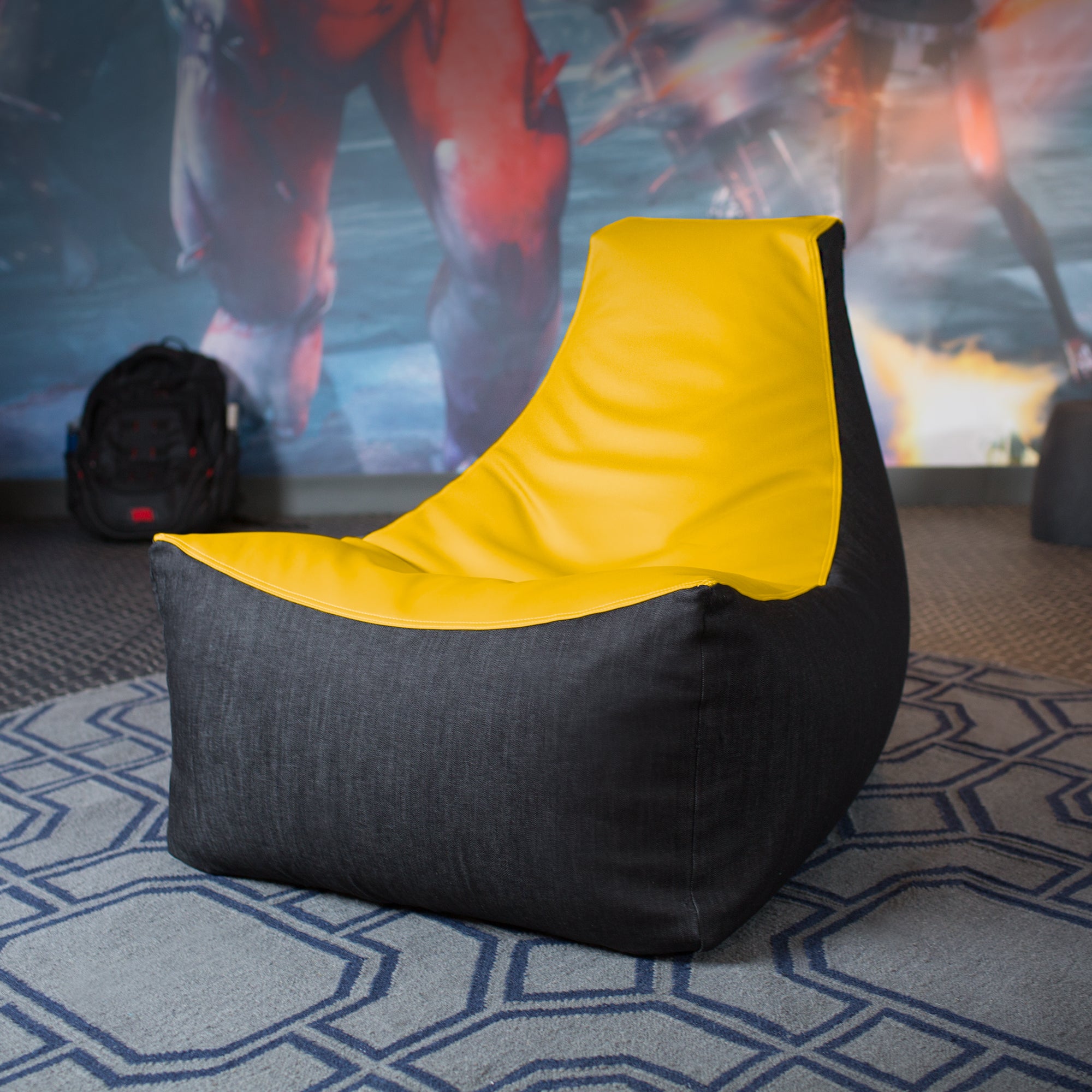 Jaxx Pixel Gamer Chair - Game Room / Home Theater Bean Bag Chair, Yellow
