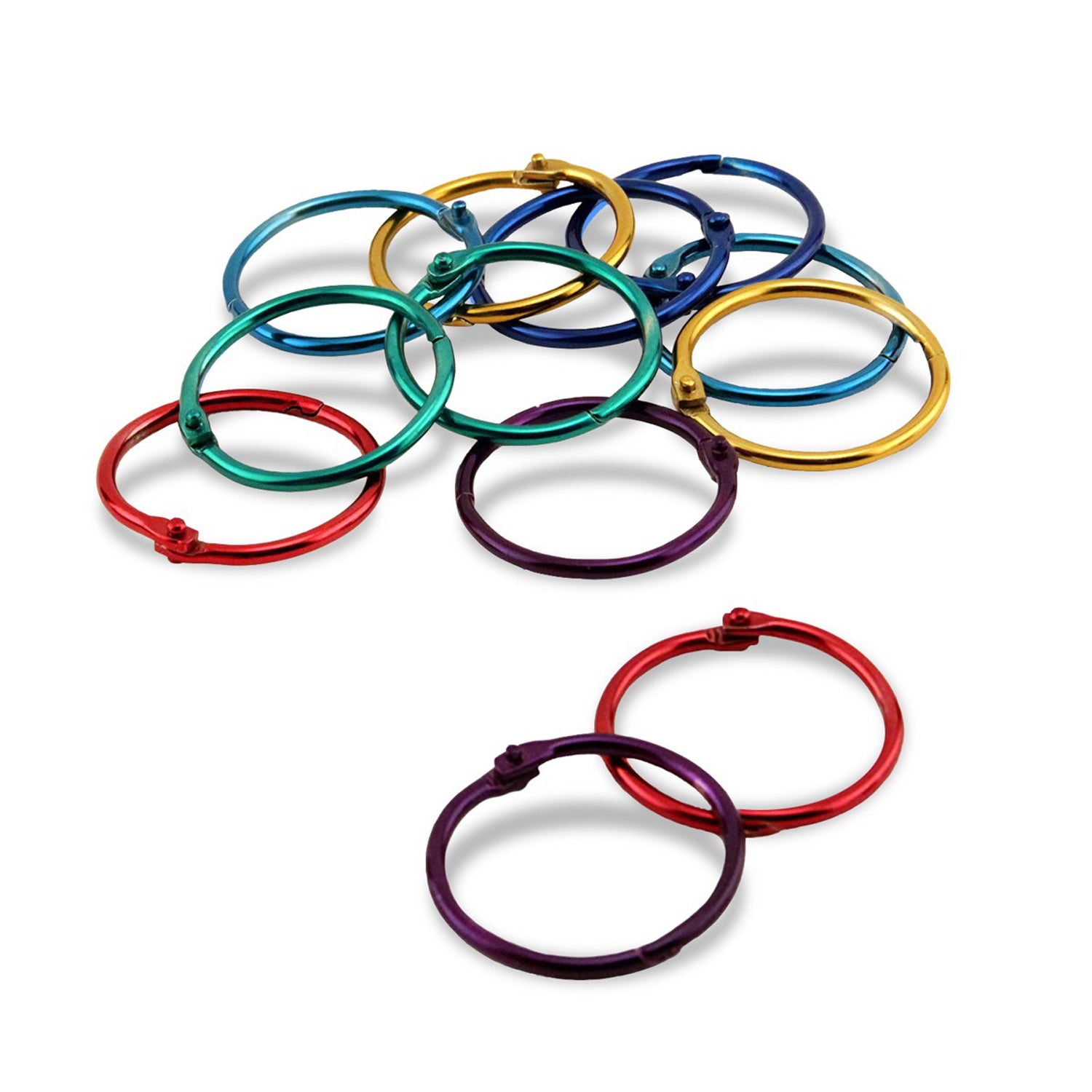 Book Rings - Assorted Metallic Colors, 50 Rings, 1 1/2"