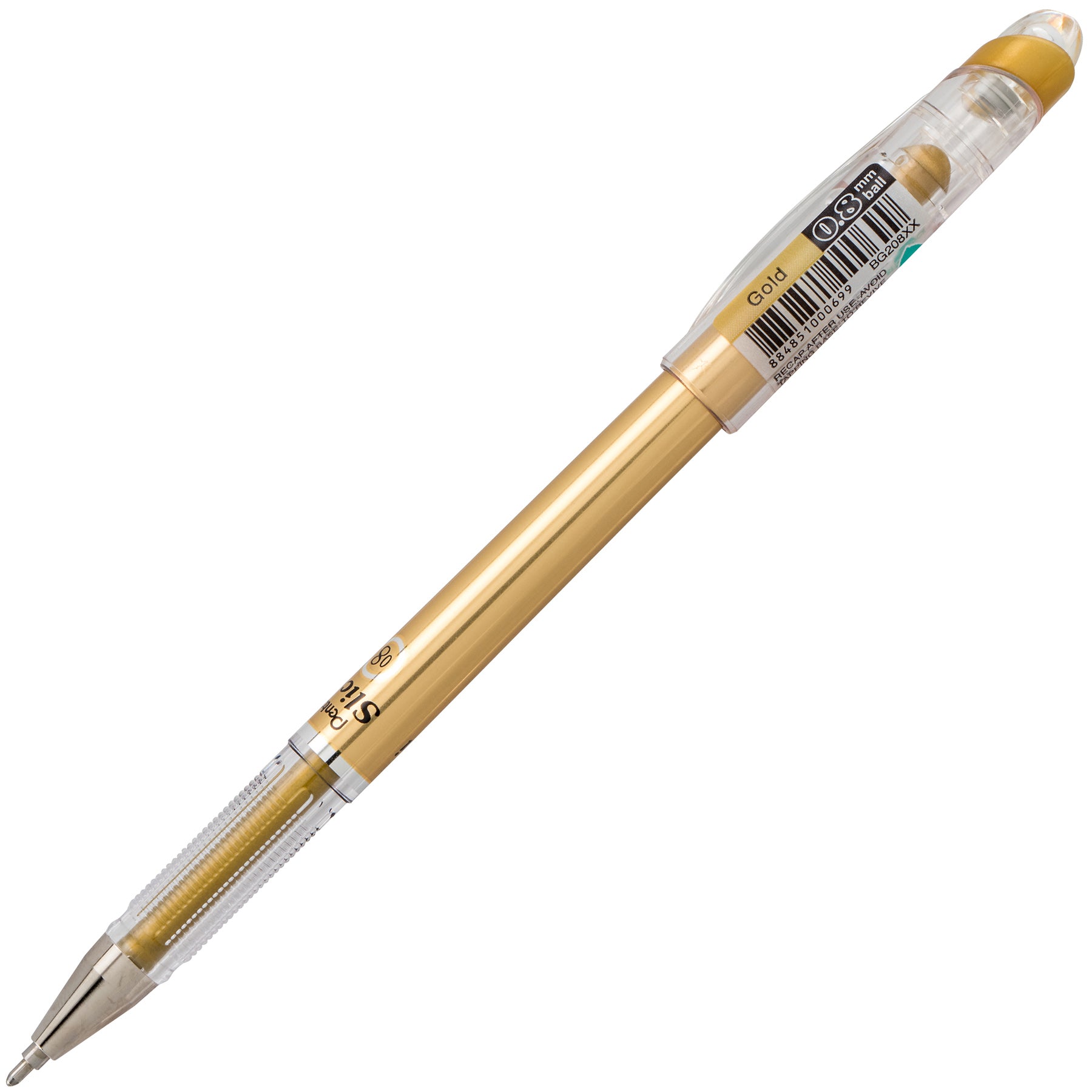Slicci METALLIC (0.8mm) Needle Tip Med Gel Pen, Gold Metallic Ink, Pack of 12