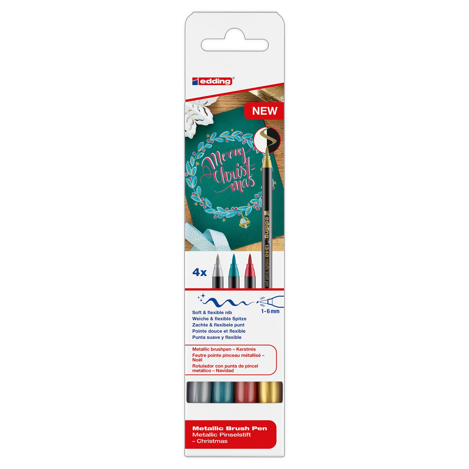 edding 1340 Metallic Brush Pen - Set of 4 - Xmas