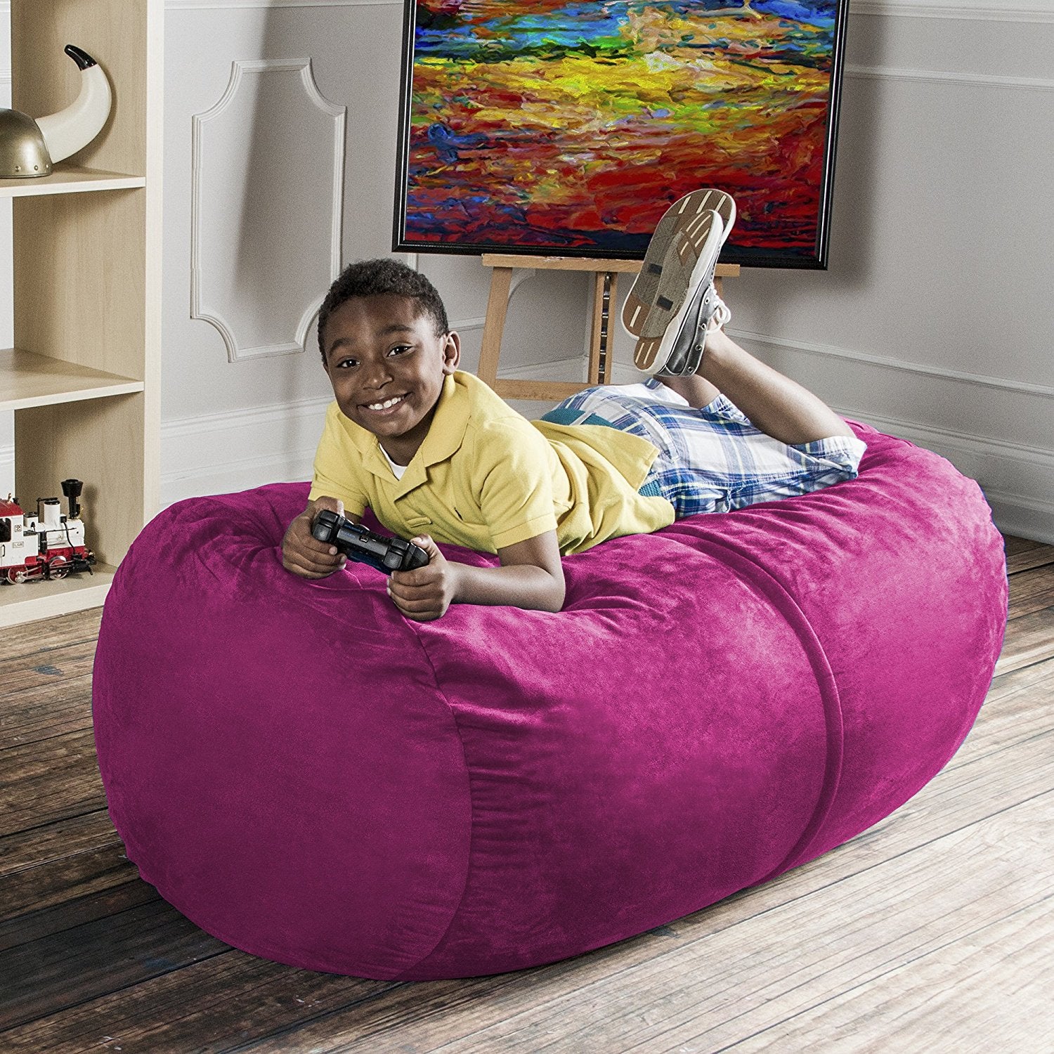 Jaxx Sofa Saxx 4-foot Bean Bag Lounger, Fuchsia
