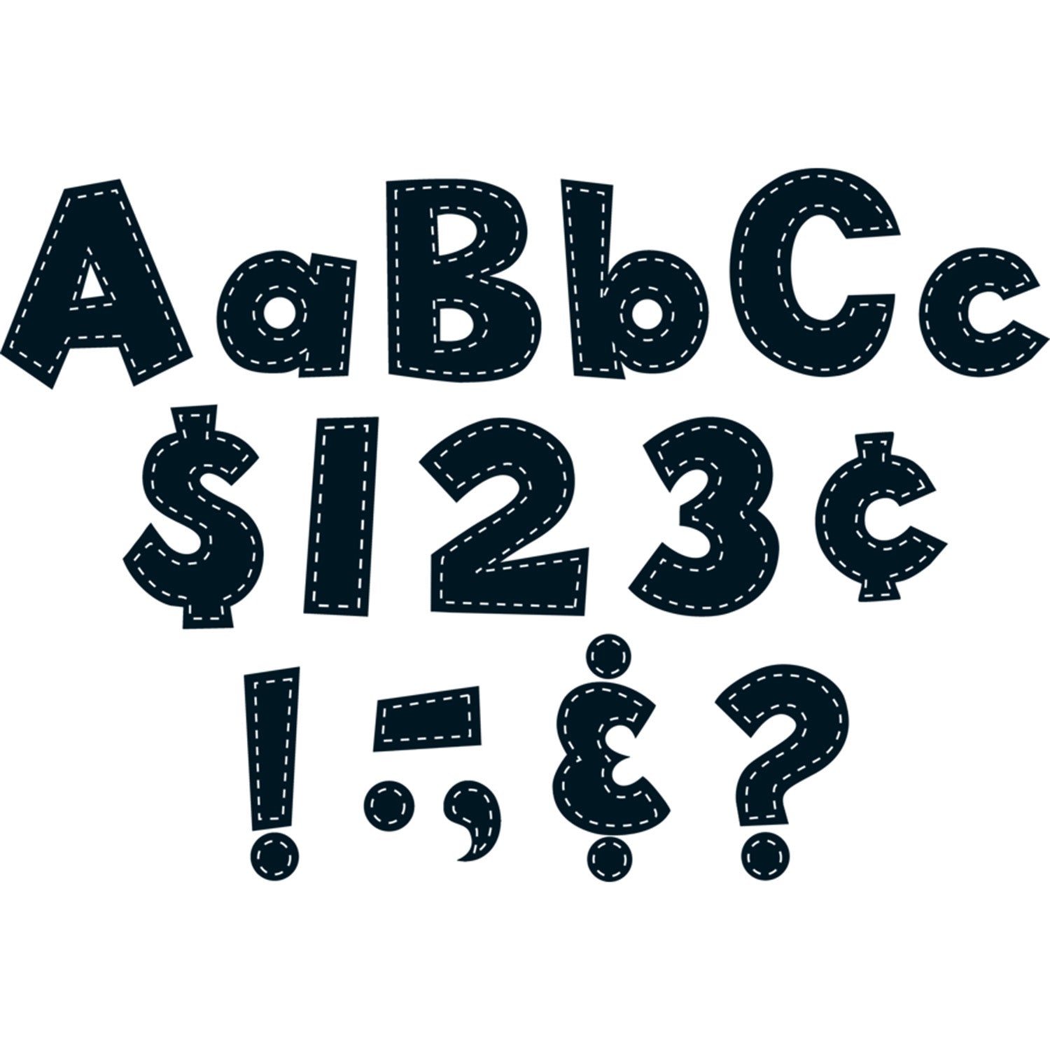 4" Fun Font Letters, Black Stitch, 160 Pieces