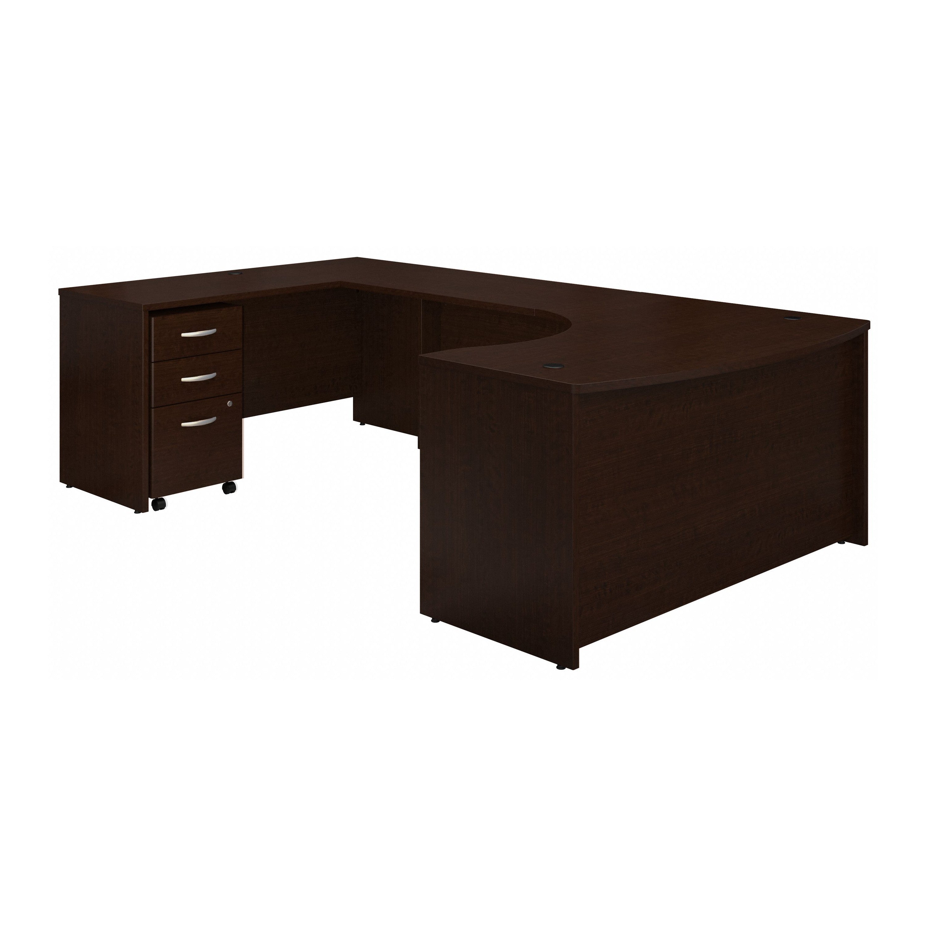 Bush Business Furniture Series C 60W Left Handed Bow Front U Shaped Desk with Mobile File Cabinet in Mocha Cherry - 59.45" Width x 101.65" Depth x 29.84" Height