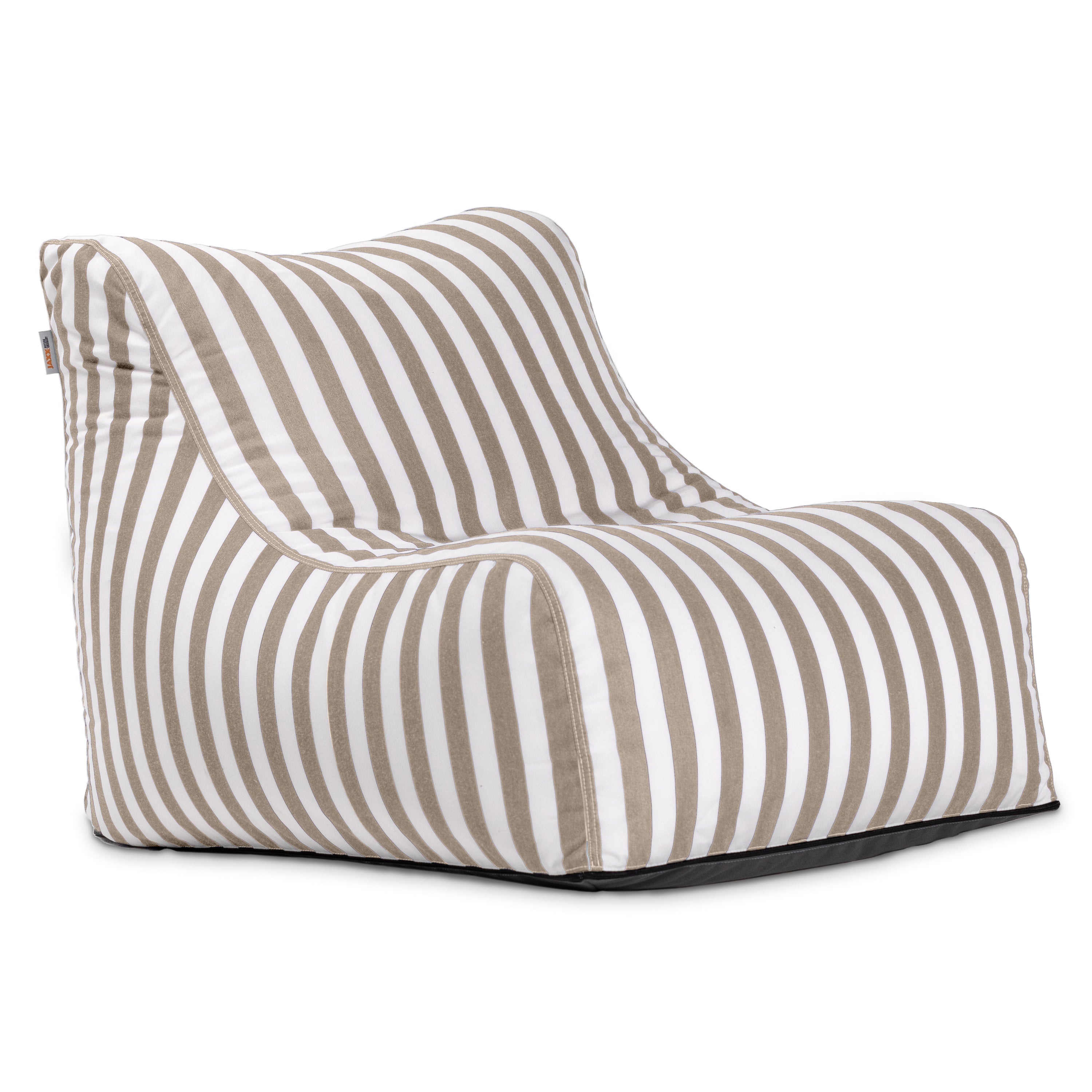 Jaxx Ponce Outdoor Bean Bag Chair - Weather Resistant Patio and Poolside Lounge Seating, Taupe Striped