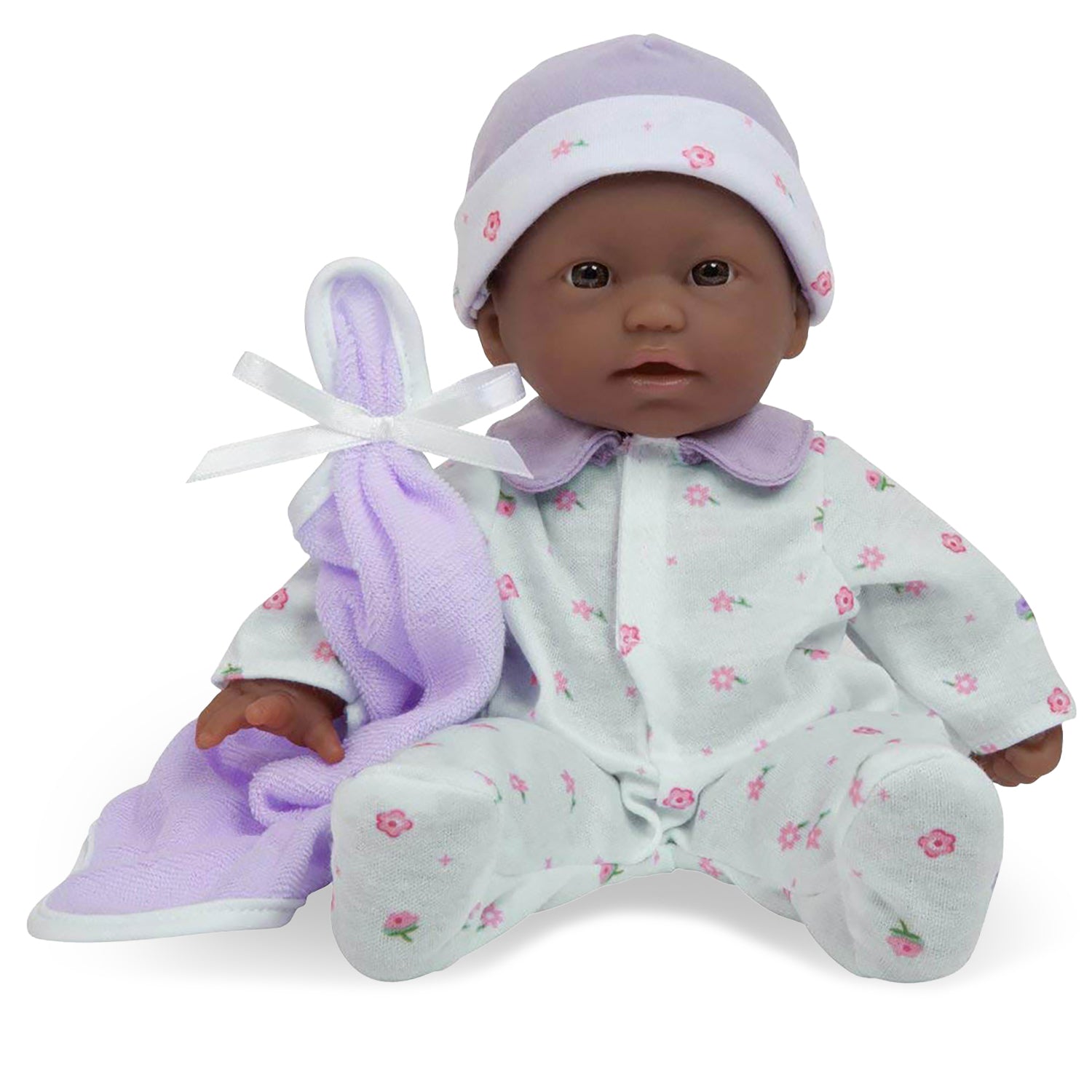 La Baby Soft 11" Baby Doll, Purple with Blanket, African-American