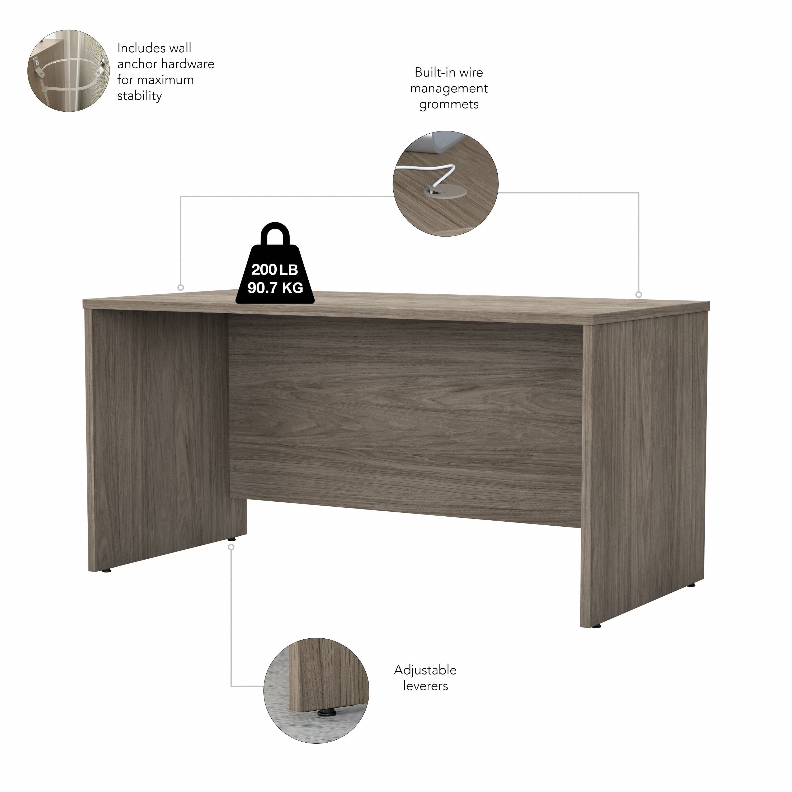 Bush Business Furniture Studio C 60W x 30D Office Desk with Mobile File Cabinet in Modern Hickory - 59.45" Width x 29.37" Depth x 29.84" Height