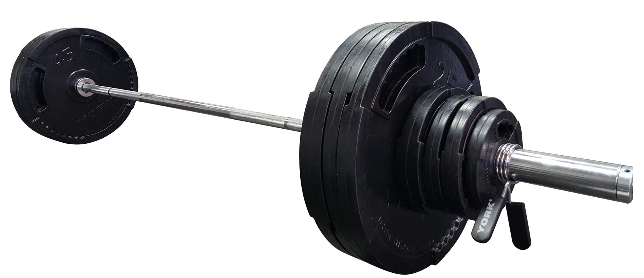 300 LB G2 Dual Grip Thin Line Rubber Encased Set (2 x 45 LB, 35 LB, 25 LB, 10 LB, 2.5 LB, & 4 x 5 LB) 2976 bar, Pair Spring collars