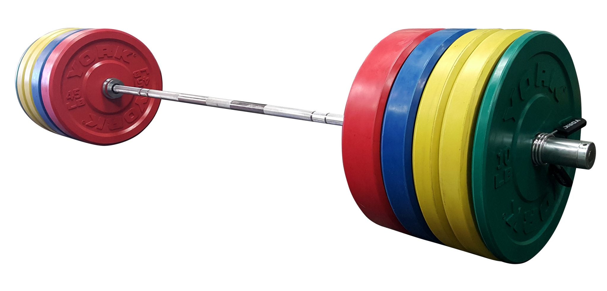 York USA Colored 325 LB Rubber Training Set (2 x 45, 2 X 35, 4 X 25, 2 X 10 LB), 32110, Pair Spring Collars)