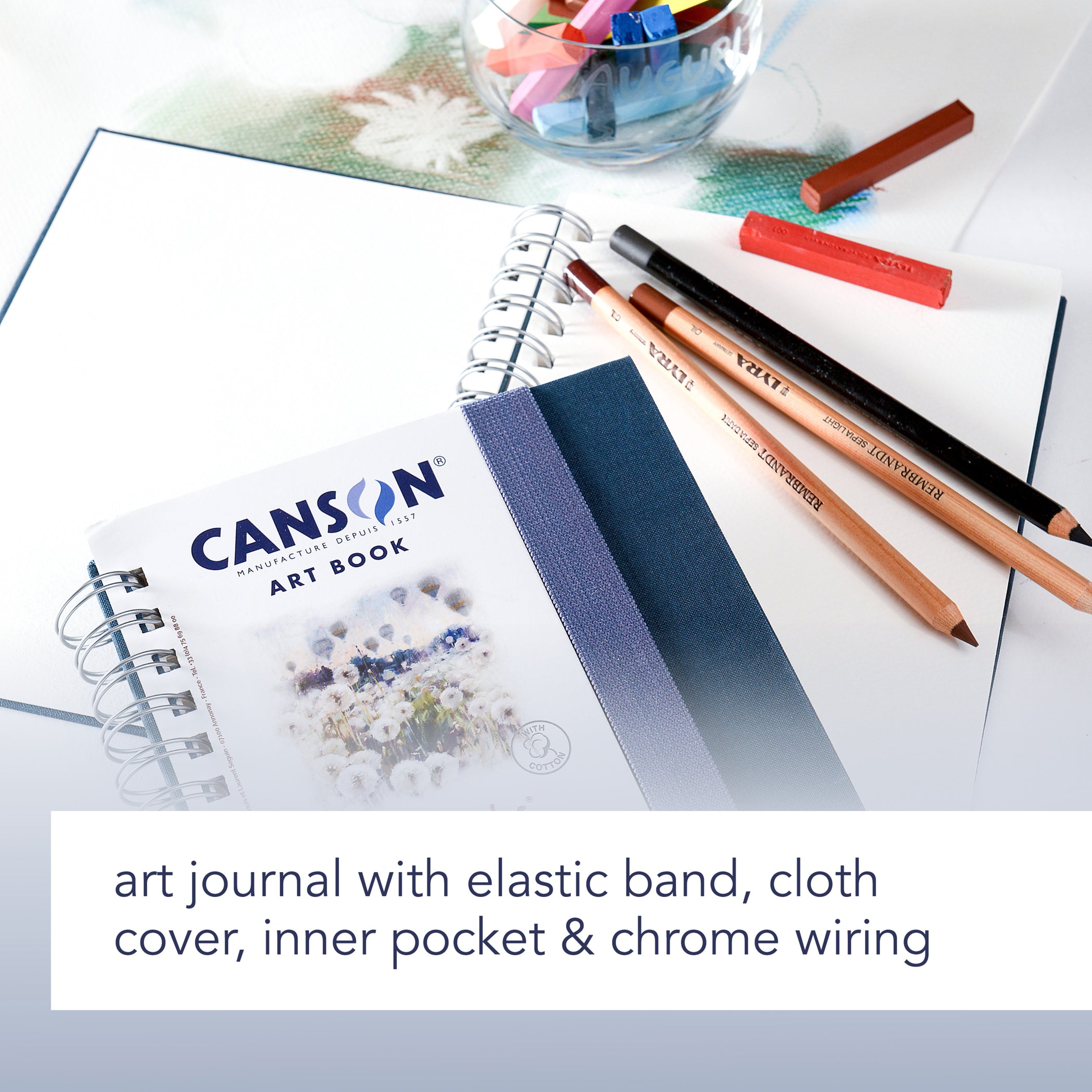 Artist Series Mi-Teintes Pastel & Drawing Art Book, Fabric Cover, Side Wire Binding, 80 Sheet, 5.8x8.3 inch, 1 Count