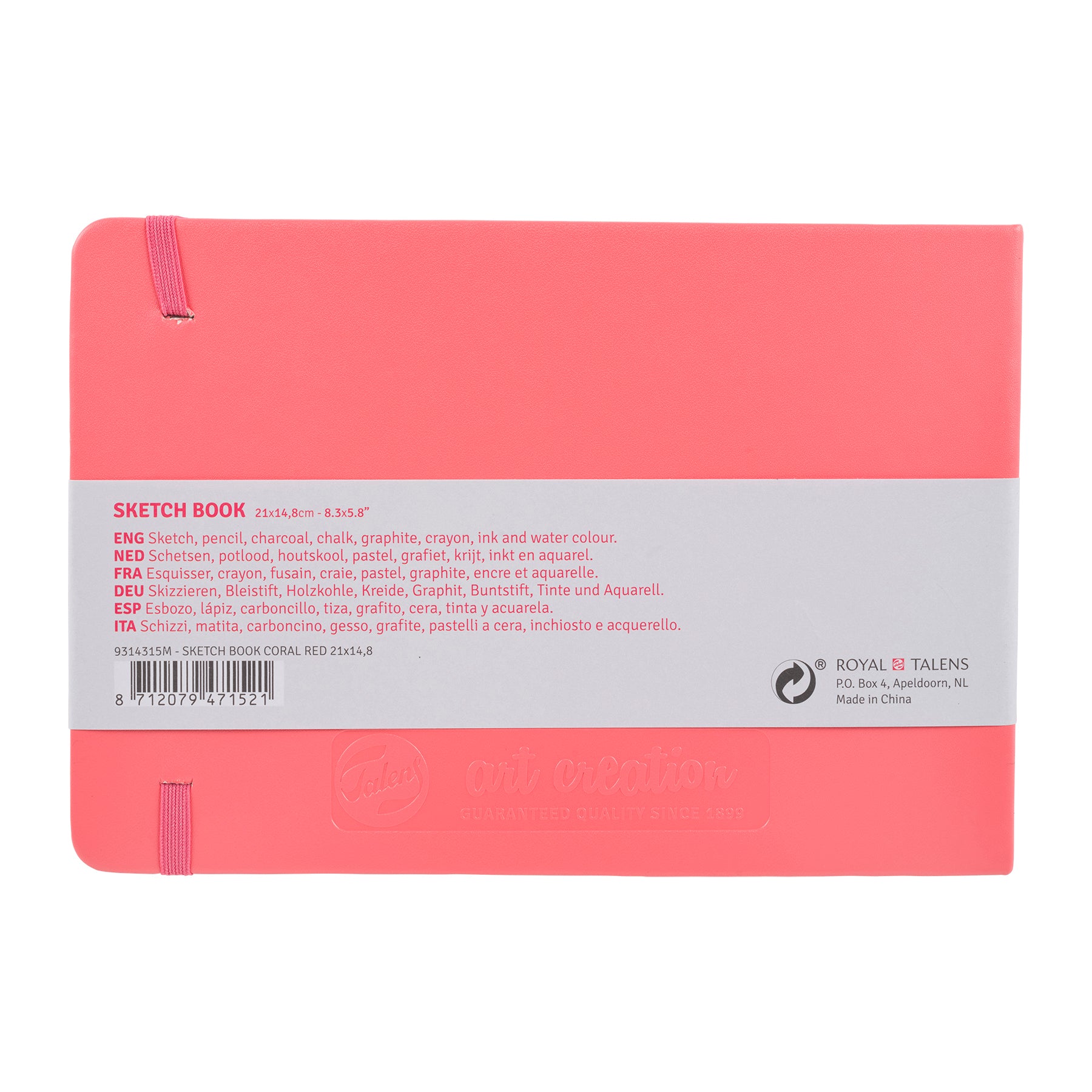 Sketchbook, 80 Sheets, 90lbs, Coral Red Cover, 8.3" x 5.8" (A5)