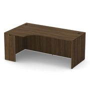 OfficeSource Laminate Credenza with Left Corner Extension - 71''W - Modern Walnut