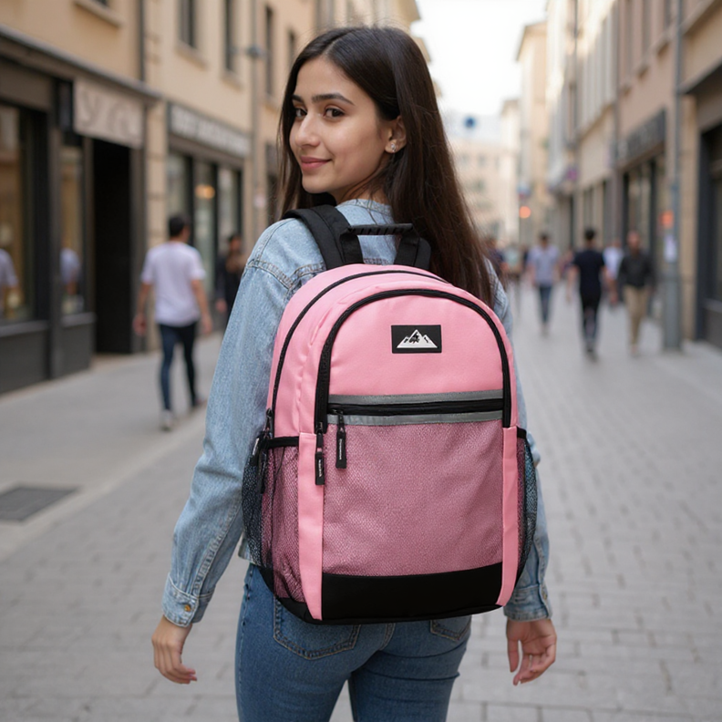 18 Inch Multi Pocket Reflective Backpack - Girls 3 Colors - 24 in the Pack