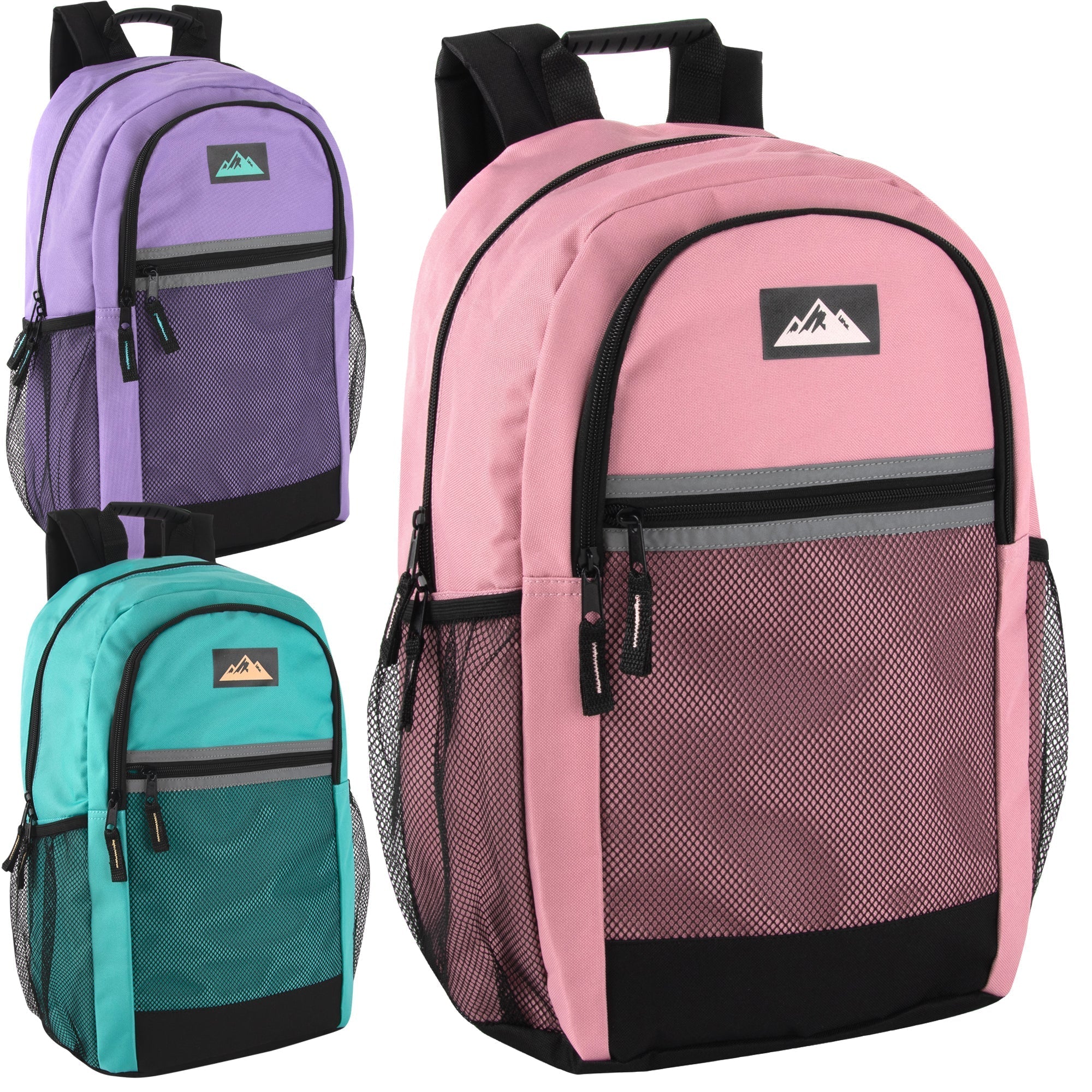 18 Inch Multi Pocket Reflective Backpack - Girls 3 Colors - 24 in the Pack