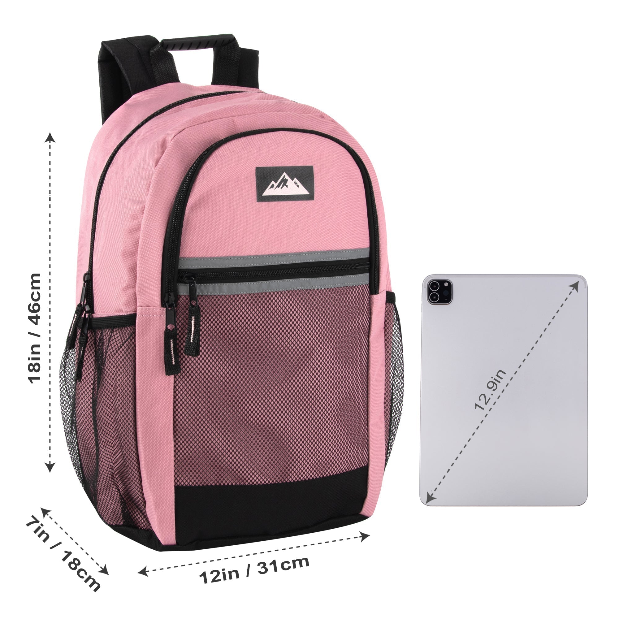 18 Inch Multi Pocket Reflective Backpack - Girls 3 Colors - 24 in the Pack