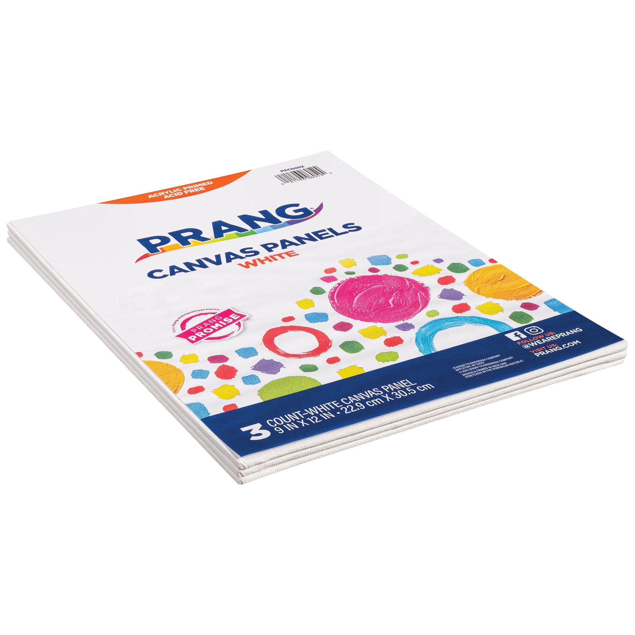 Canvas Panels, White, 9" x 12", 3 Panels
