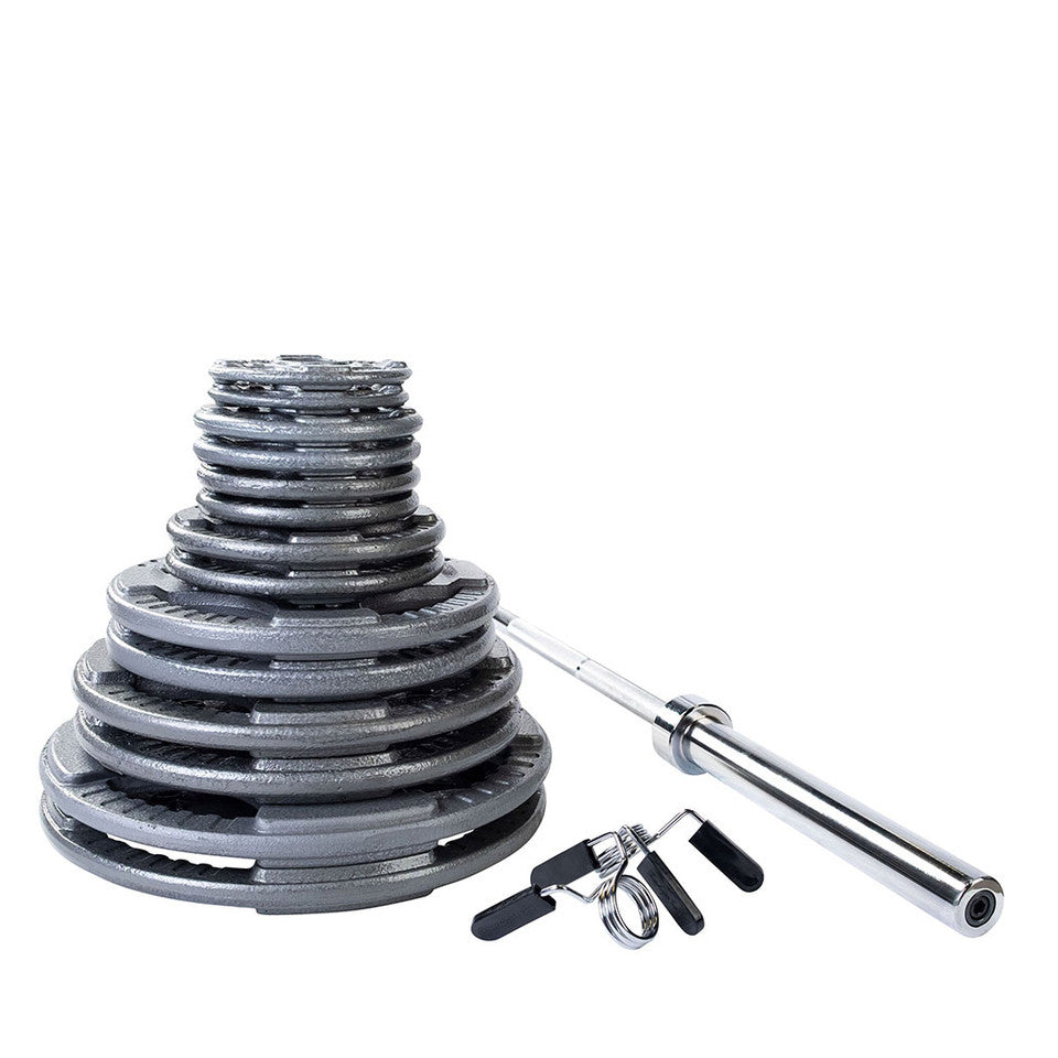 300 Lb Cast Grip Oly Set, Chrome Bar