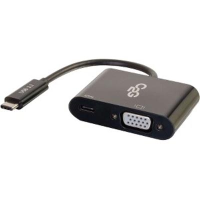 C2G USB Adapter, Video Adapter with Power, USB C to VGA, Black, Cables to Go 29533