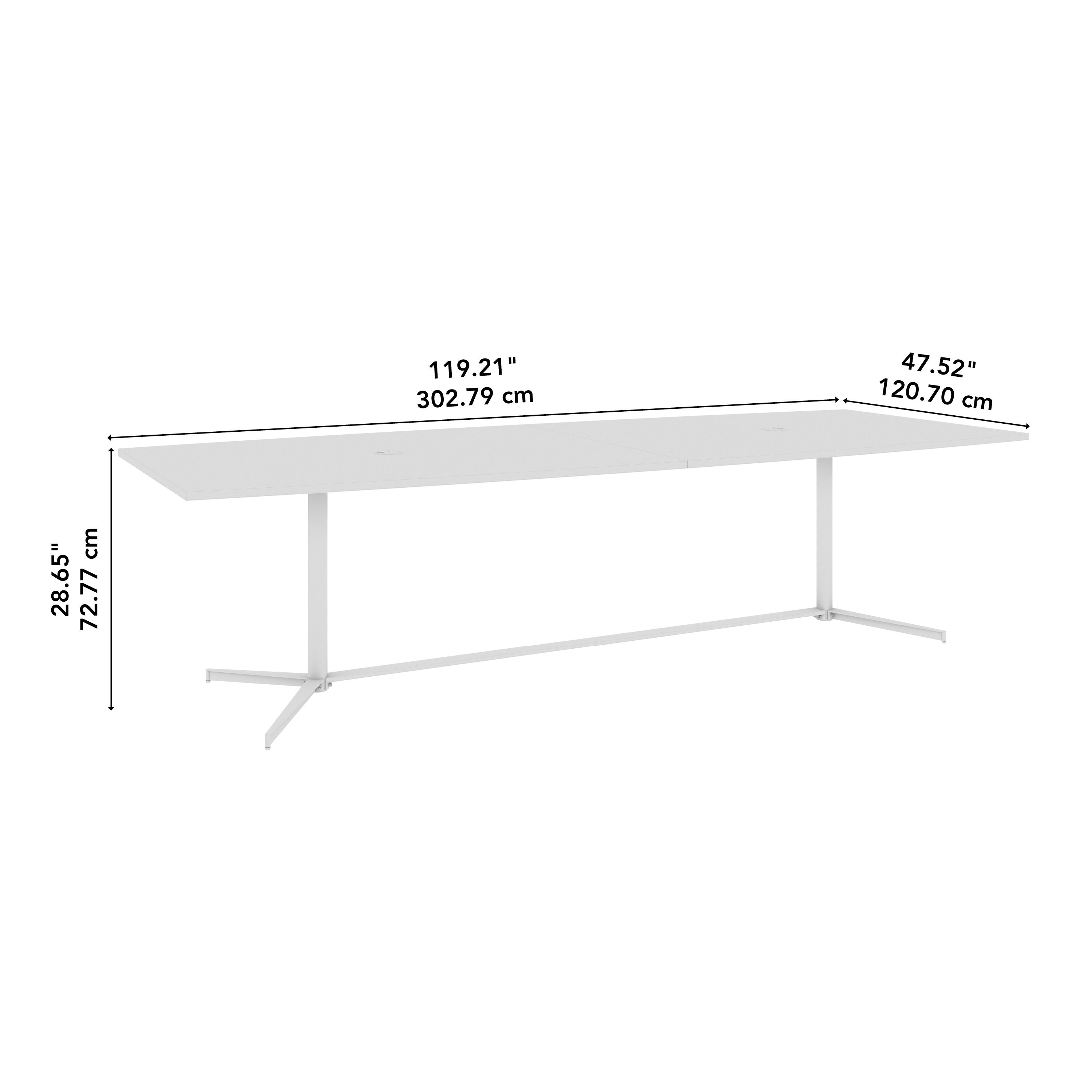 Bush Business Furniture 120-inch Office Conference Table with Metal Base in Platinum Gray - 119.21" Width x 47.52" Depth x 28.65" Height